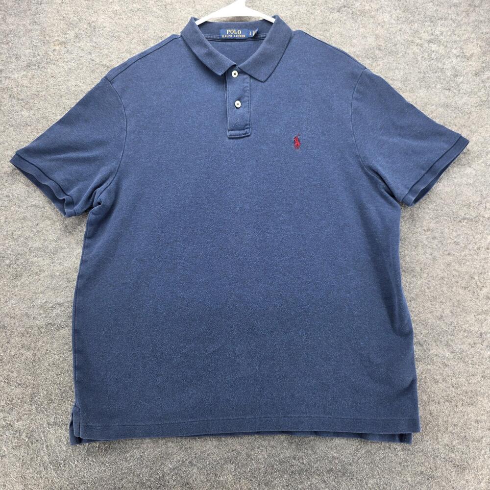 Polo Ralph Lauren Polo Shirt Mens Large Blue Cotton Red Pony Logo Short Sleeve
